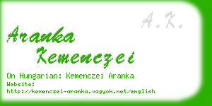 aranka kemenczei business card